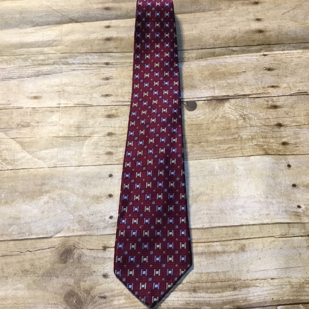 Robert Talbott Studio silk geometric tie burgundy